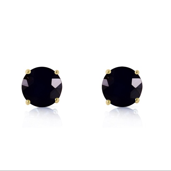 14K. STUD EARRINGS  1.0 CT. NATURAL BLACK DIAMONDS - Picture 2 of 3